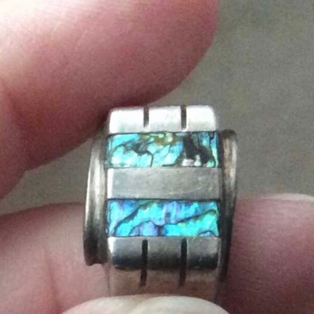 Abalone Inlay Silver Ring Size 7 - Picture 2 of 3